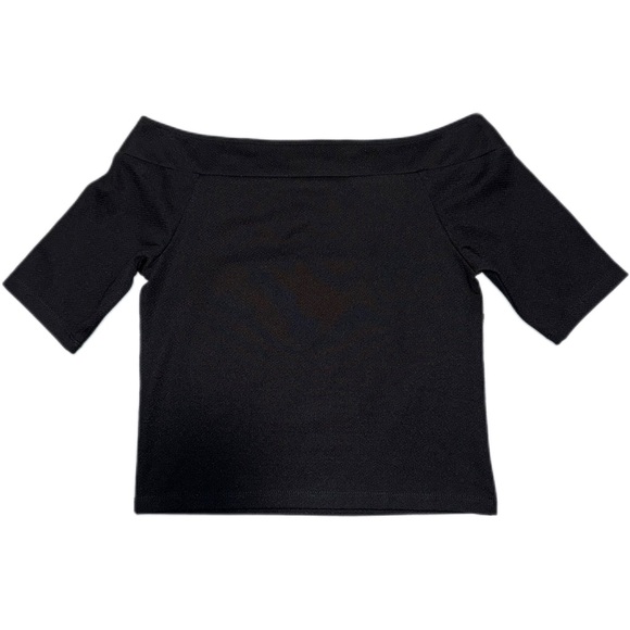 Black boatneck/off the shoulder top with rhinestones - Picture 2 of 2